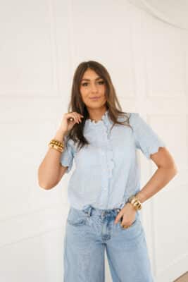 Ellis Embroidery Blouse Lightblue*