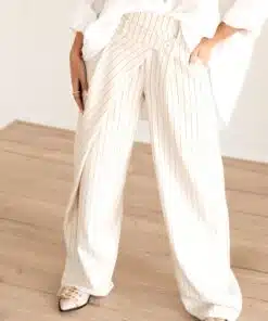 Veda Pantalon Krijtstreep Beige