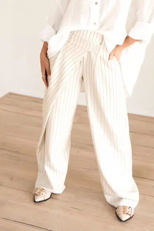 Veda Pantalon Krijtstreep Beige