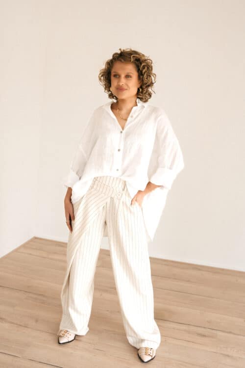 Alternative view of Veda Pantalon Krijtstreep Beige