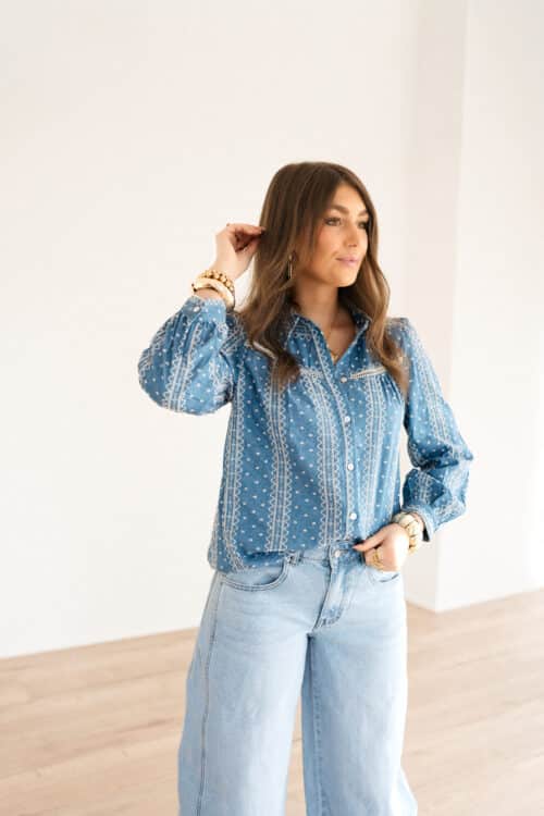 Alternative view of Emy Emroidery Blouse Jeans Blue*