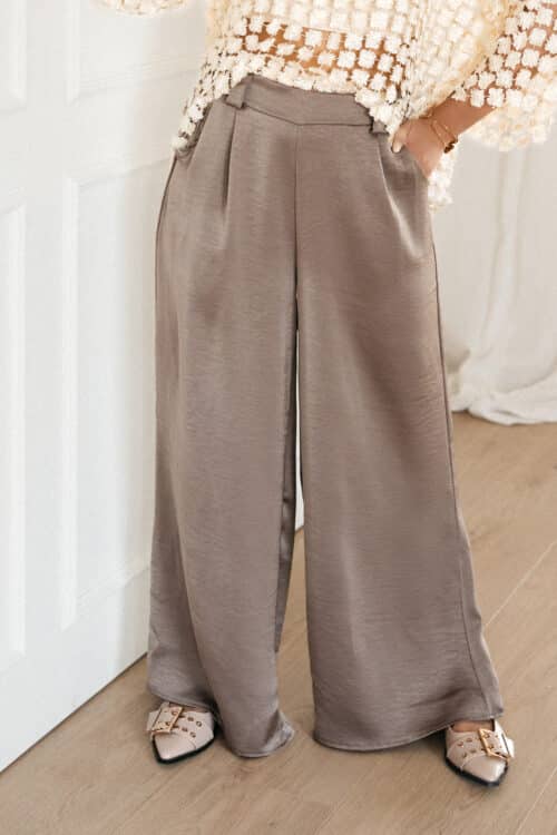 Babs Satin Pants Taupe