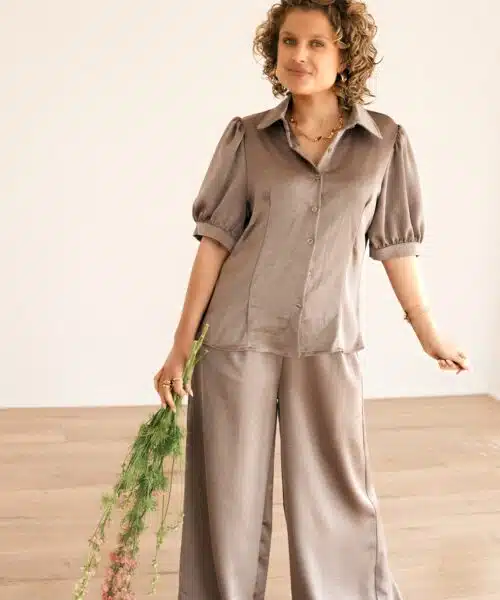 Alternative view of Lilou Satin Blouse Taupe