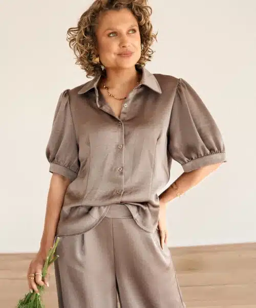 Lilou Satin Blouse Taupe