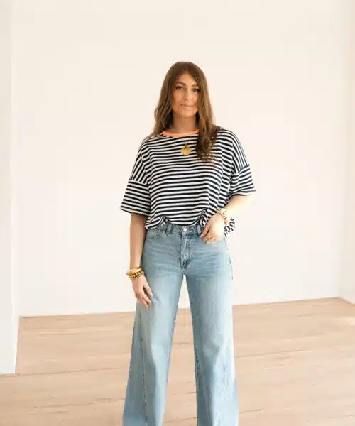 Alternative view of Nya Stripe Top Navy Orange