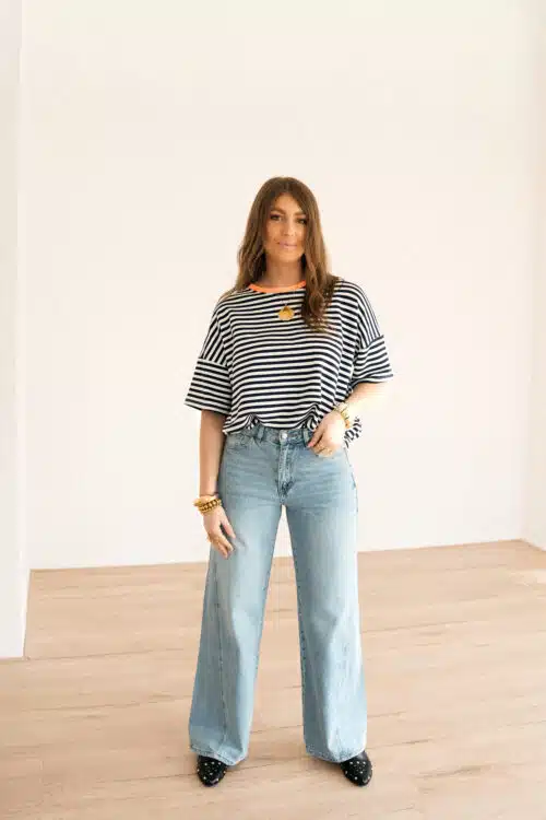 Alternative view of Nya Stripe Top Navy Orange