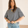 Nya Stripe Top Navy Orange