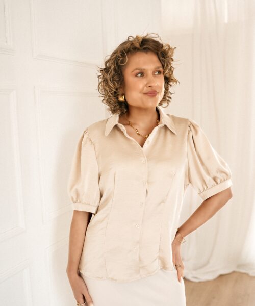 Lilou Satin Blouse Beige