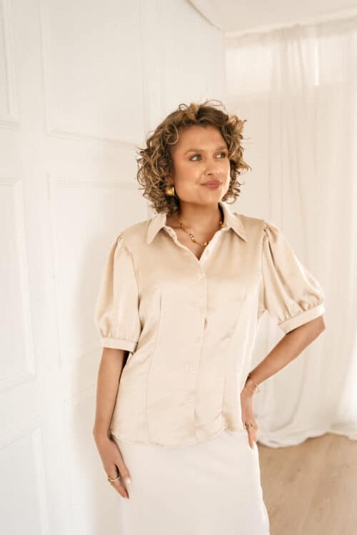 Lilou Satin Blouse Beige