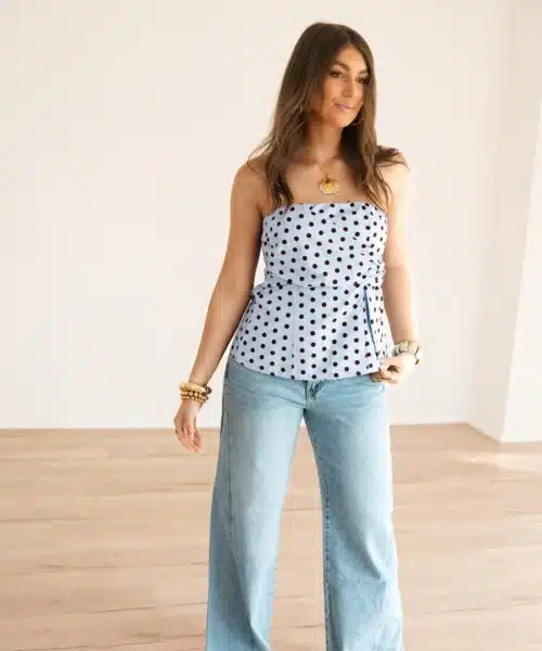Alternative view of Strapless Polka Dot Top Blue~