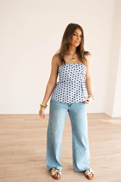 Alternative view of Strapless Polka Dot Top Blue~