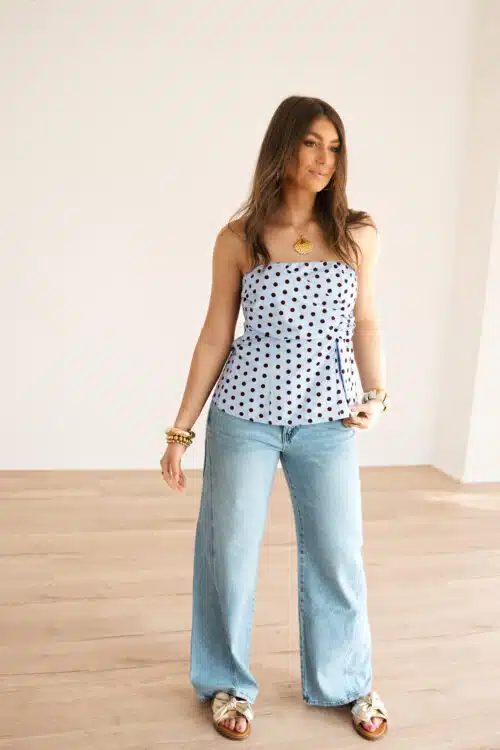 Alternative view of Strapless Polka Dot Top Blue~