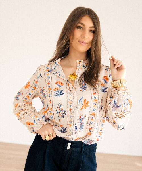 Nadia Blouse Blue Flower*