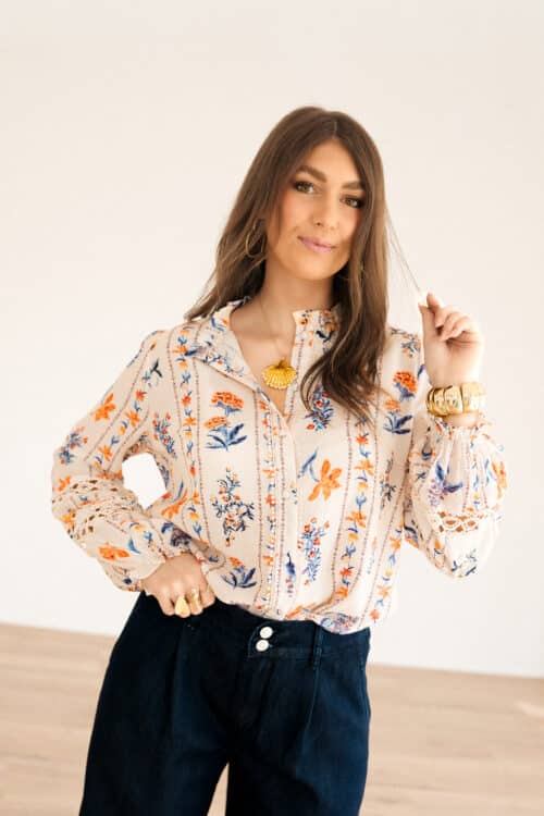 Nadia Blouse Blue Flower*