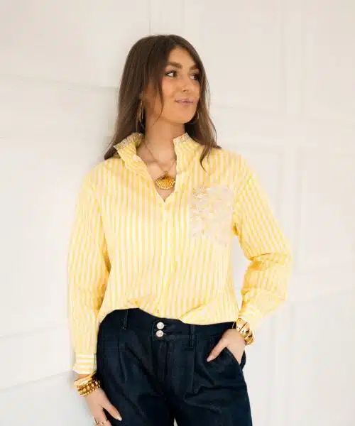 Steph Stripe Flower Blouse Yellow*