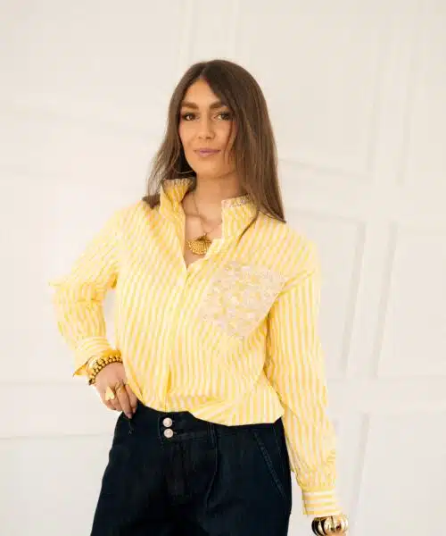 Alternative view of Steph Stripe Flower Blouse Yellow*