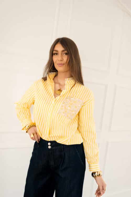 Alternative view of Steph Stripe Flower Blouse Yellow*