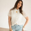 Lily Blouse Flower Beige .