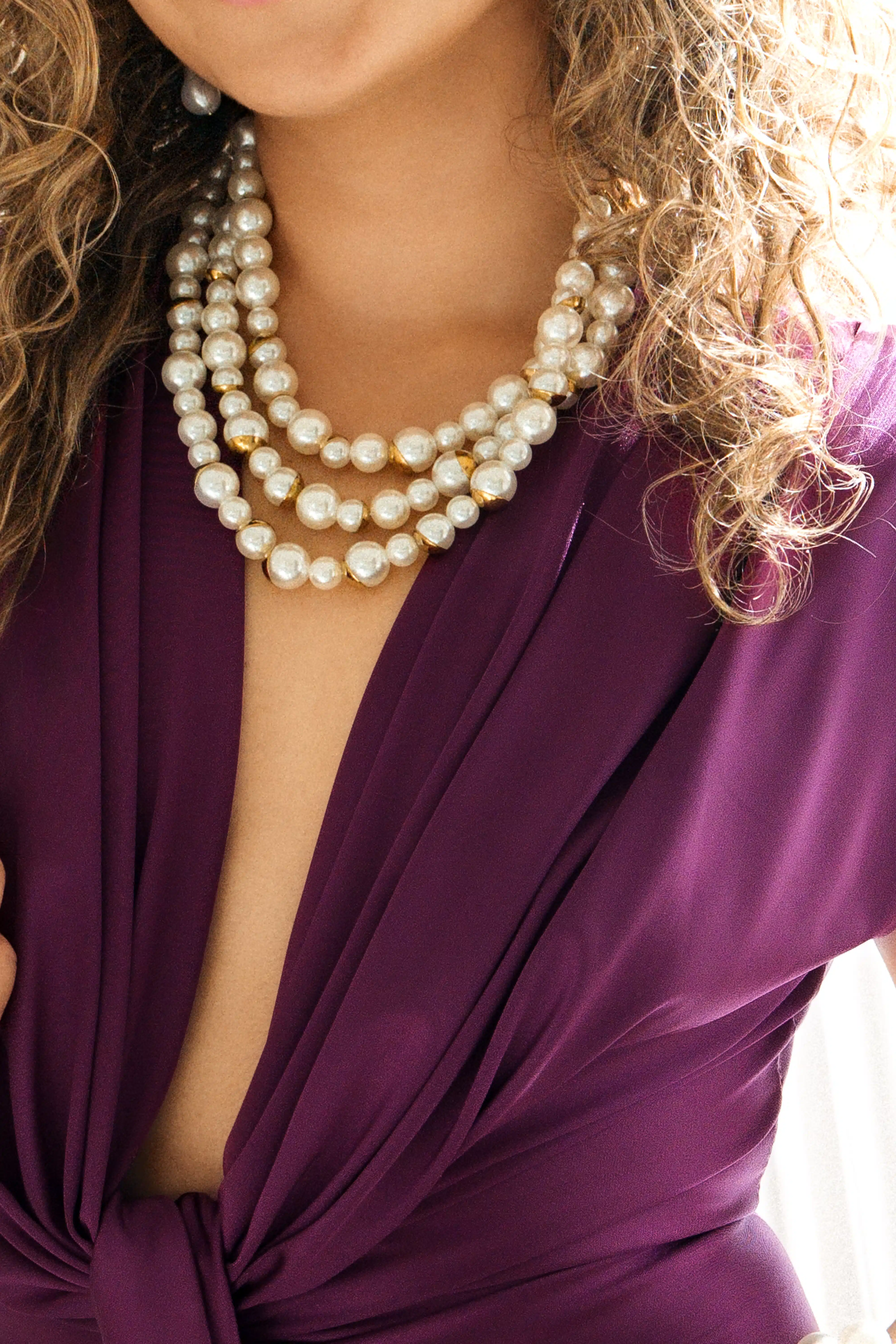 Layer Necklace Pearl Gold