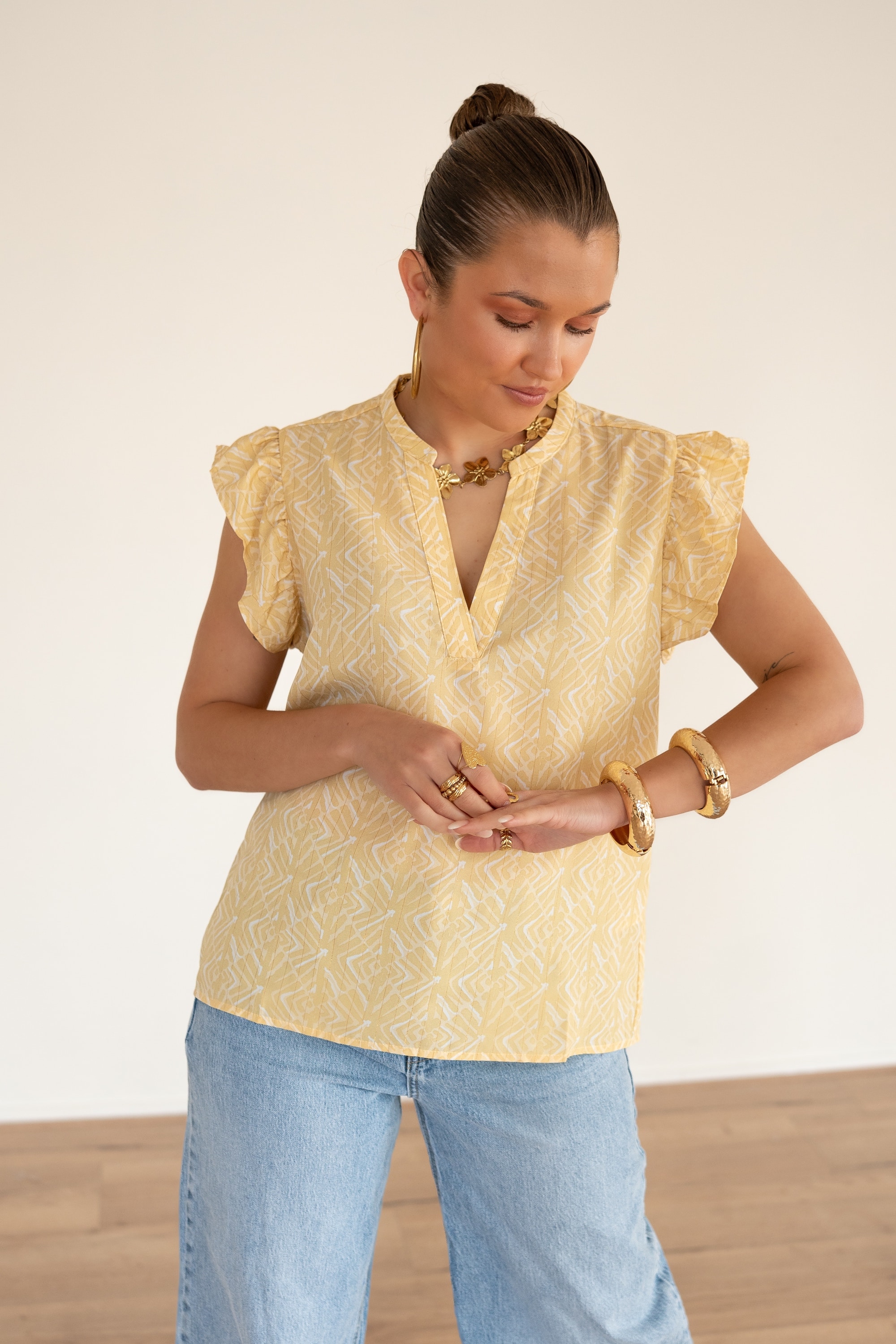 Lofty Manner Blouse Serena Pyramid Gold Print - Afbeelding 4