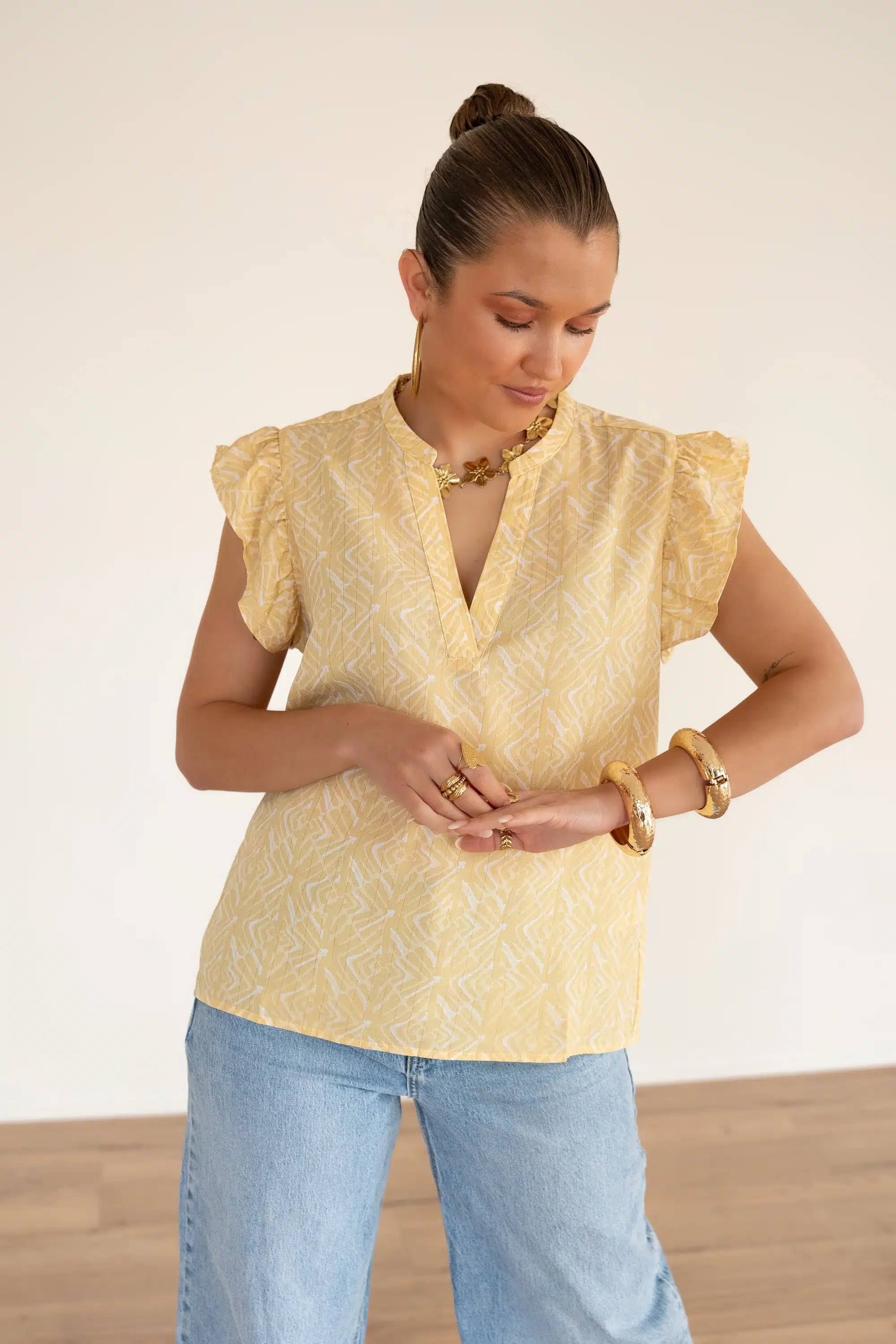 Lofty Manner Blouse Serena Pyramid Gold Print - Afbeelding 4