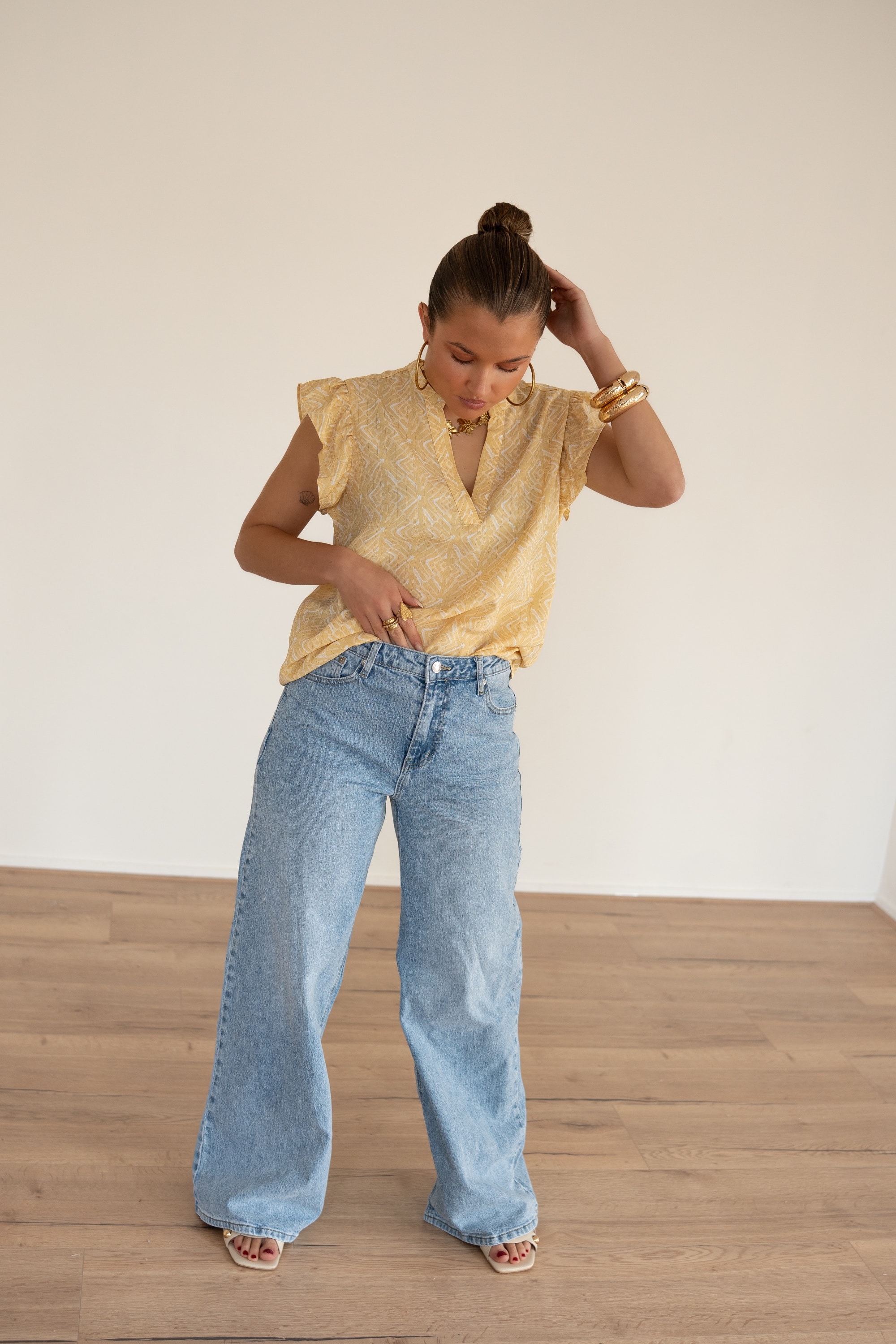 Lofty Manner Blouse Serena Pyramid Gold Print - Afbeelding 5