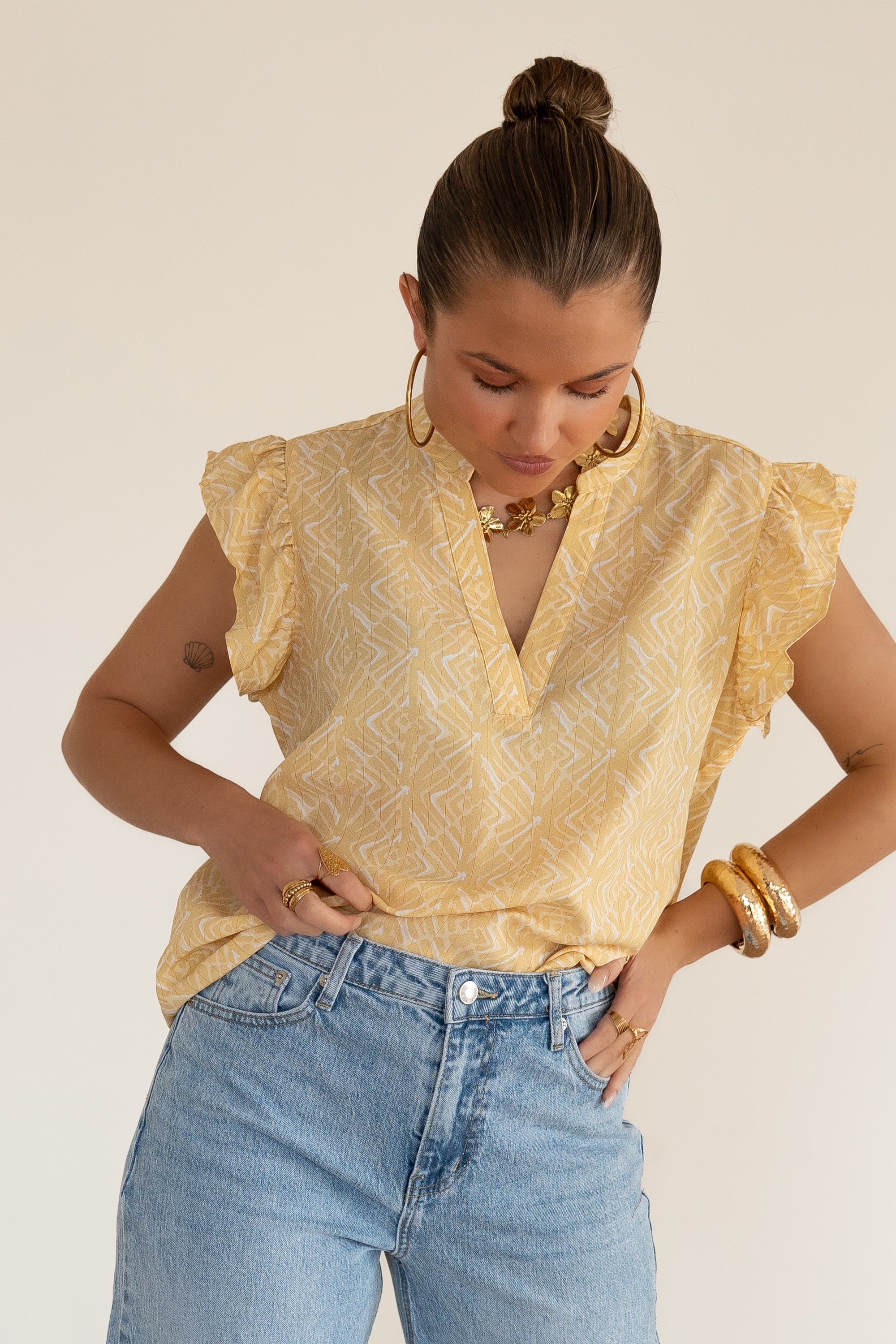 Lofty Manner Blouse Serena Pyramid Gold Print - Afbeelding 8