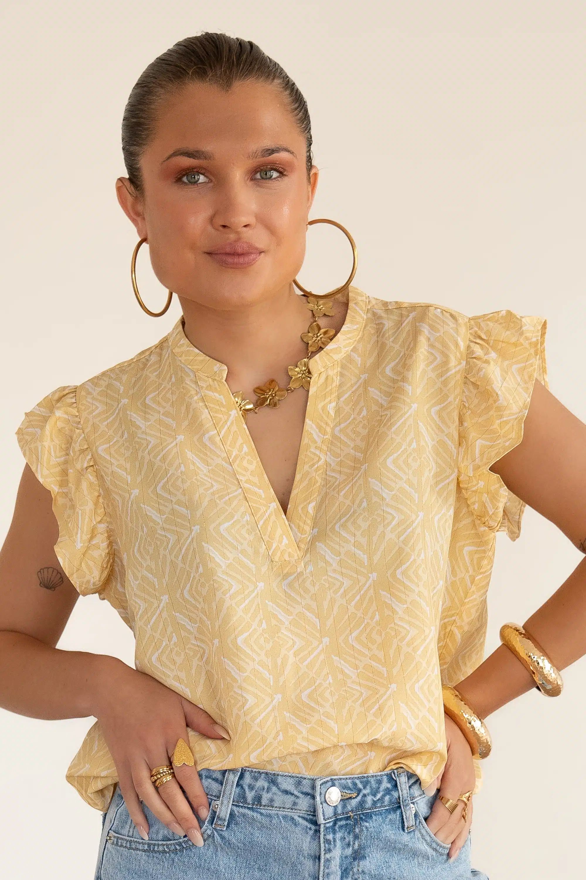 Lofty Manner Blouse Serena Pyramid Gold Print