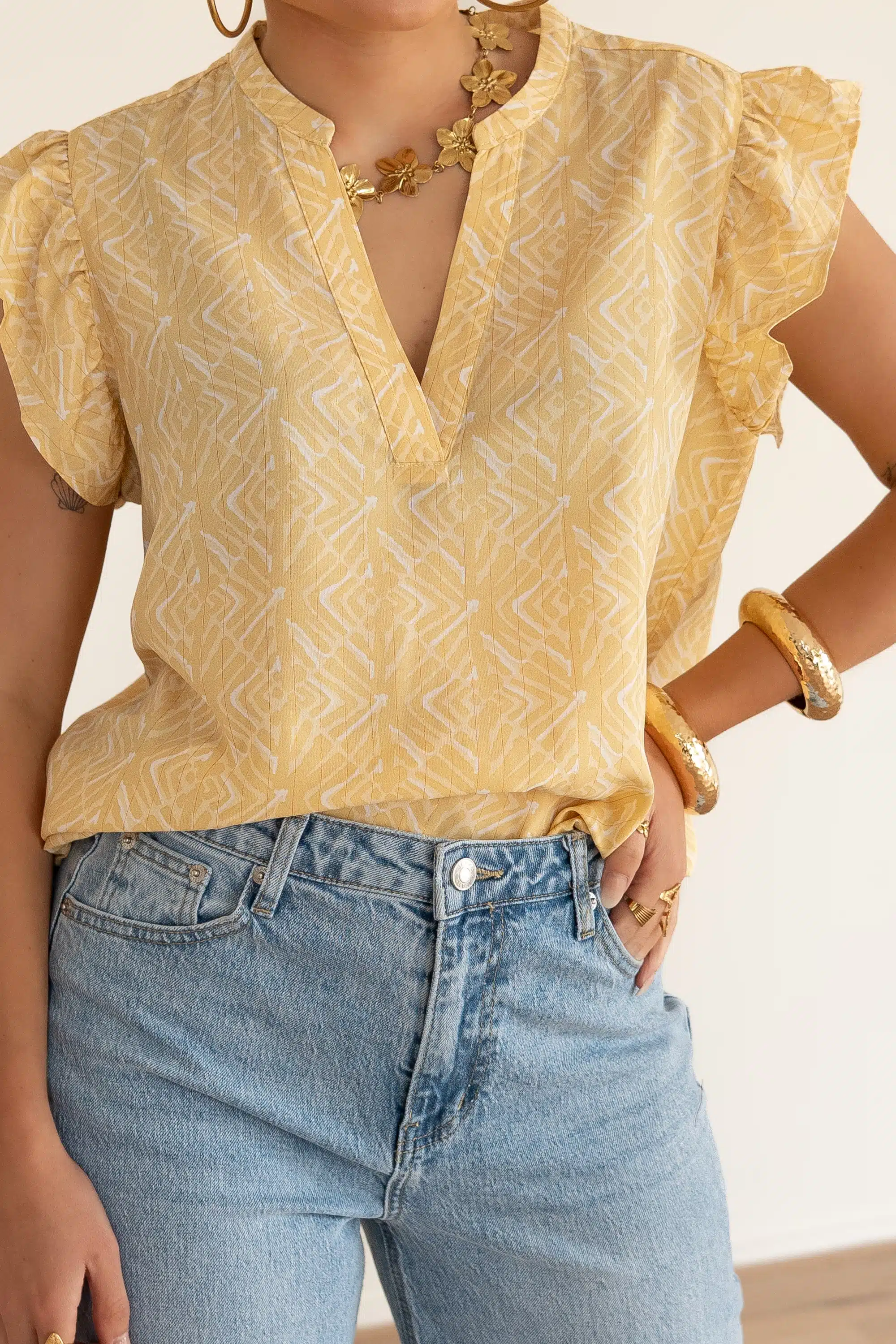 Lofty Manner Blouse Serena Pyramid Gold Print - Afbeelding 7