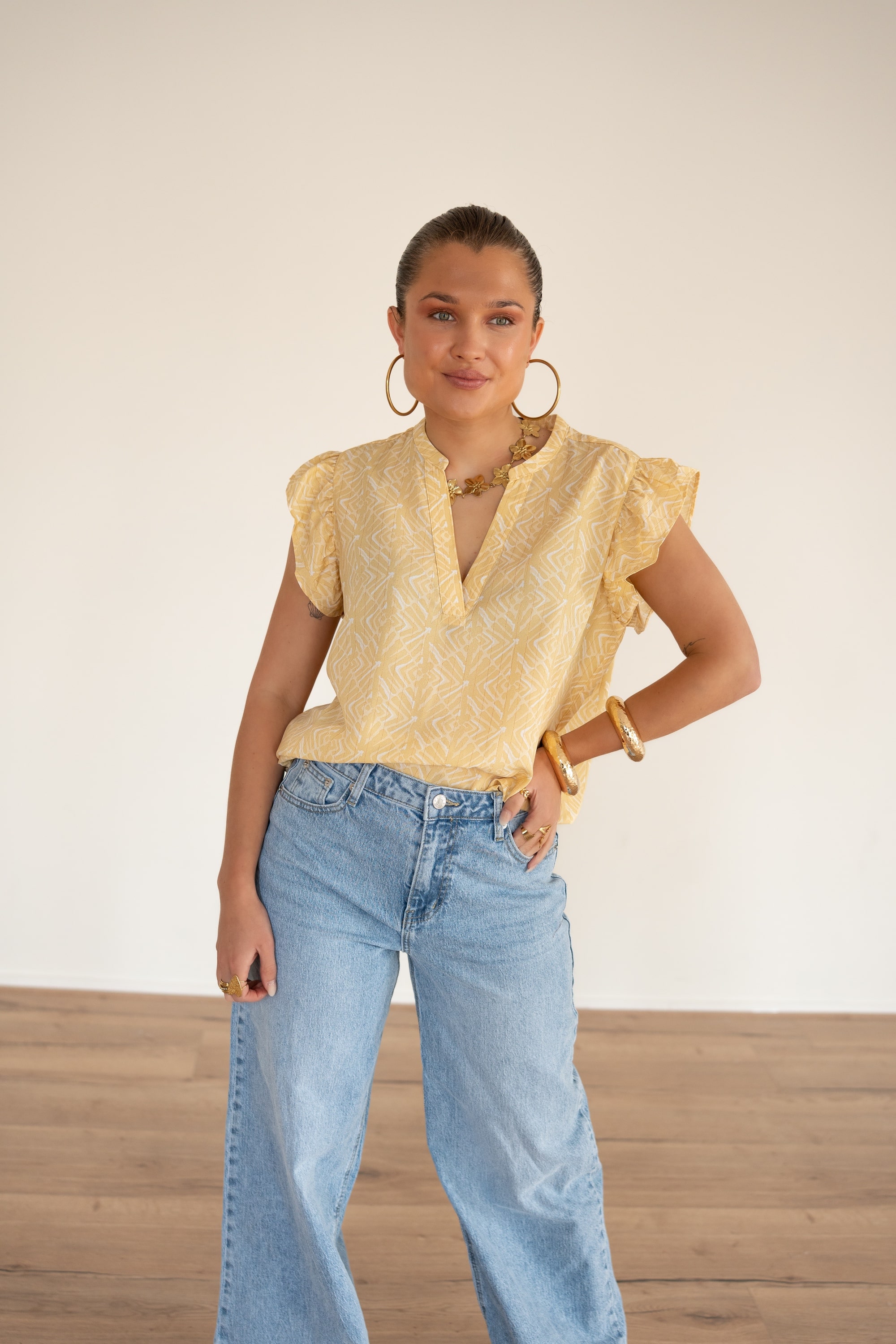 Lofty Manner Blouse Serena Pyramid Gold Print - Afbeelding 3