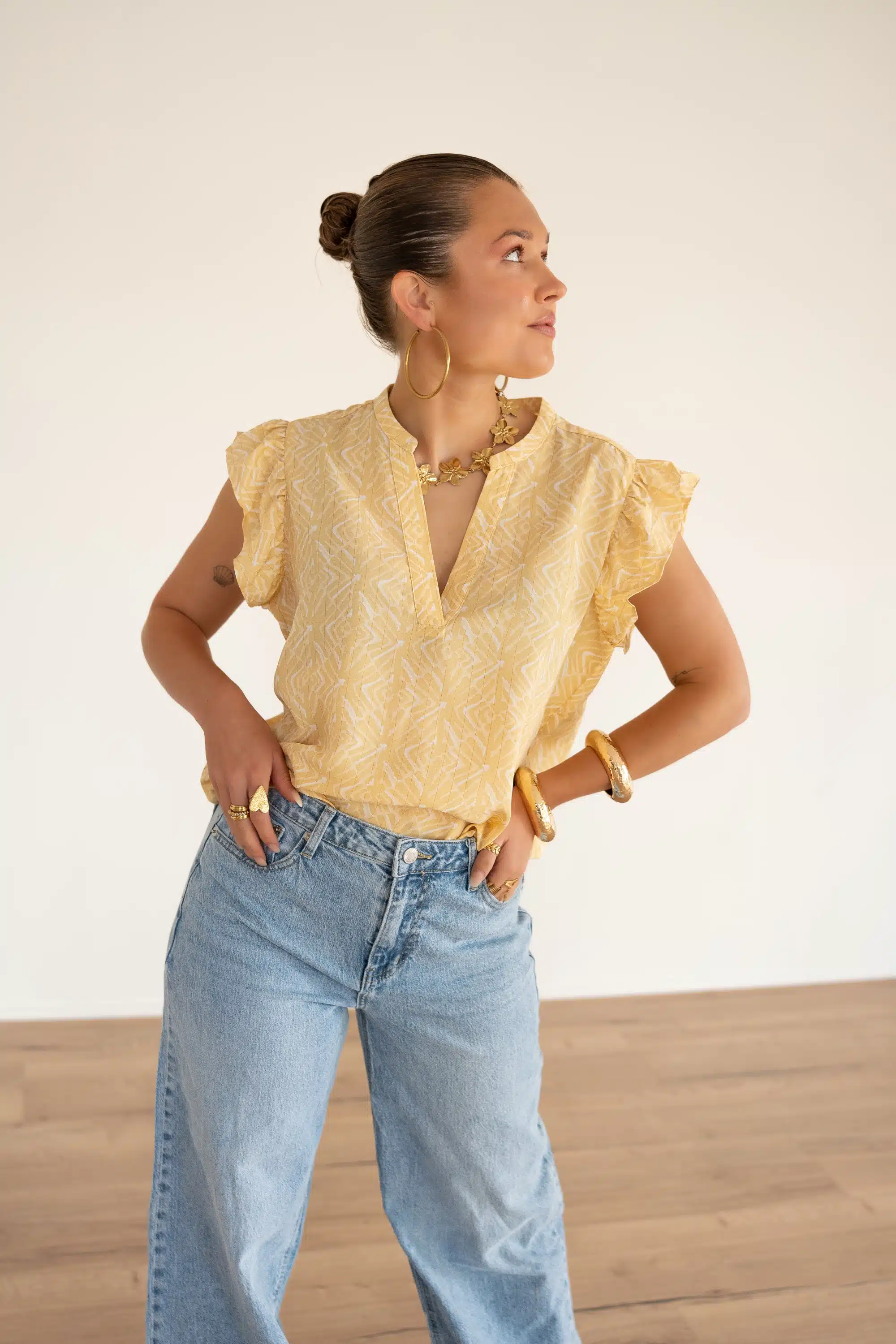 Lofty Manner Blouse Serena Pyramid Gold Print - Afbeelding 6