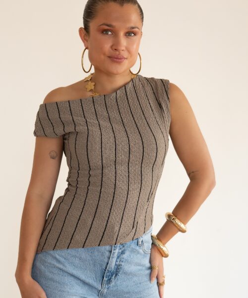 Loewi Stripe Top Taupe^