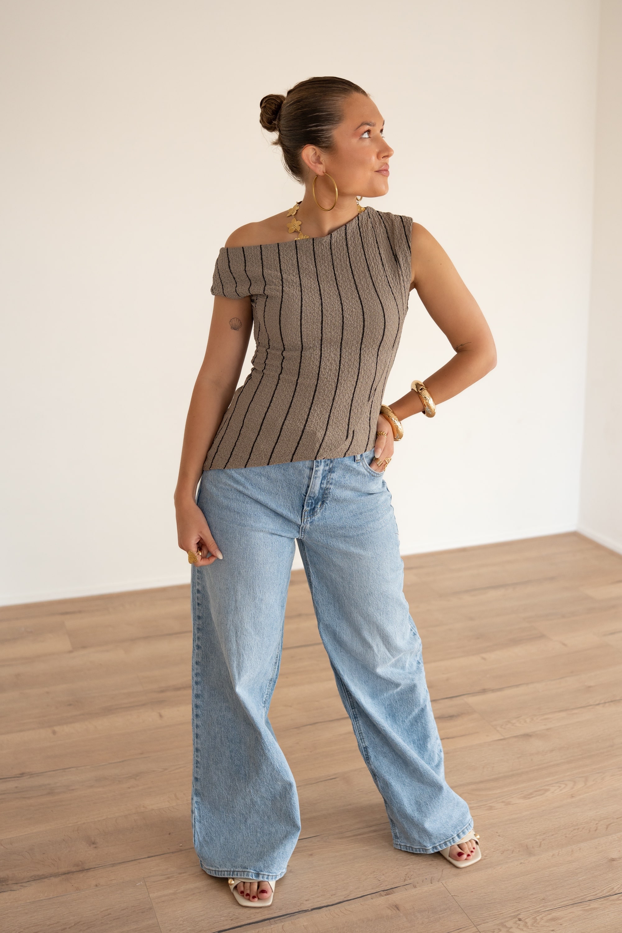 Loewi Stripe Top Taupe^ - Afbeelding 2