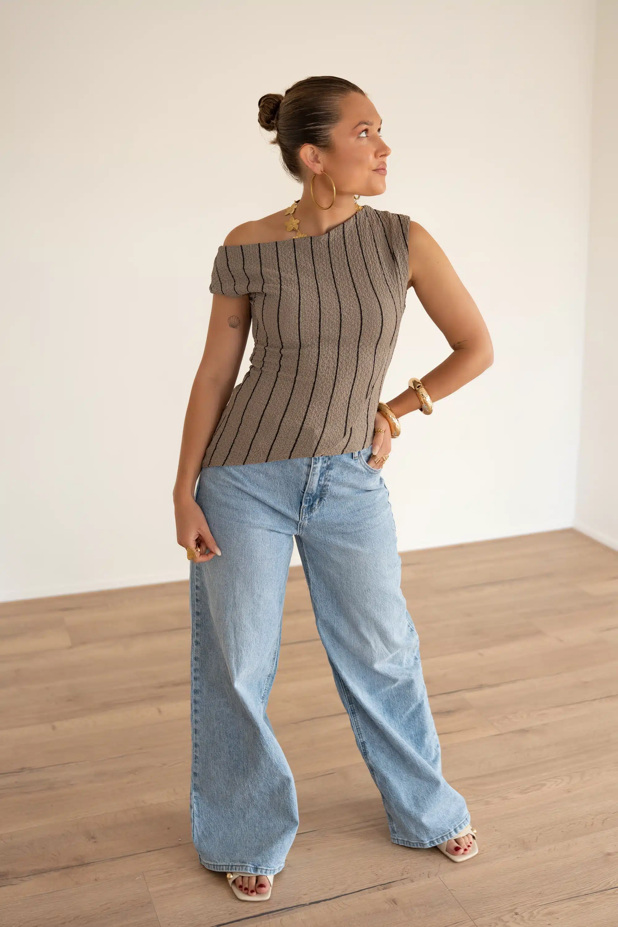 Loewi Stripe Top Taupe^ - Afbeelding 2