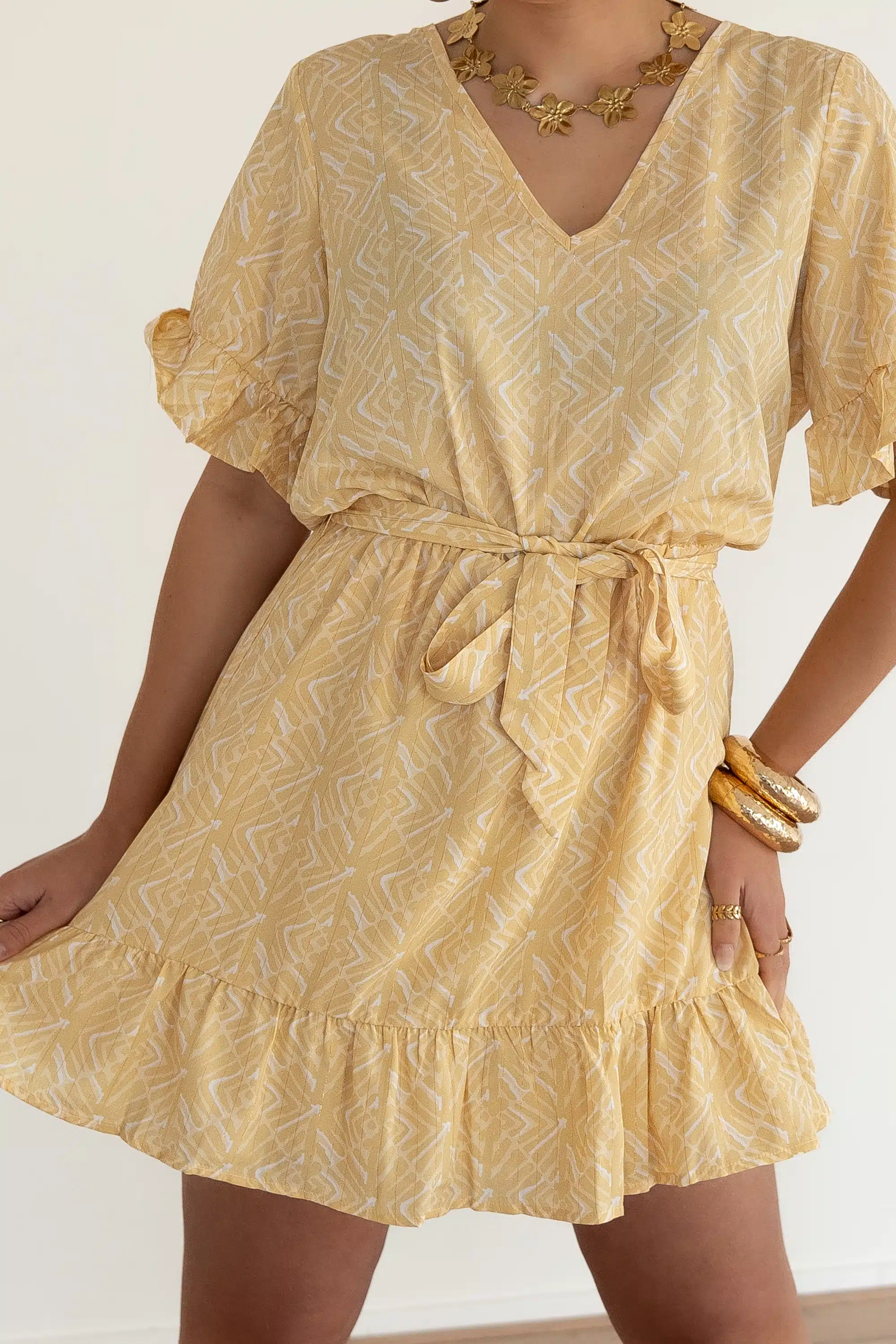 Lofty Manner Dress Kim Pyramid Gold Print - Afbeelding 6