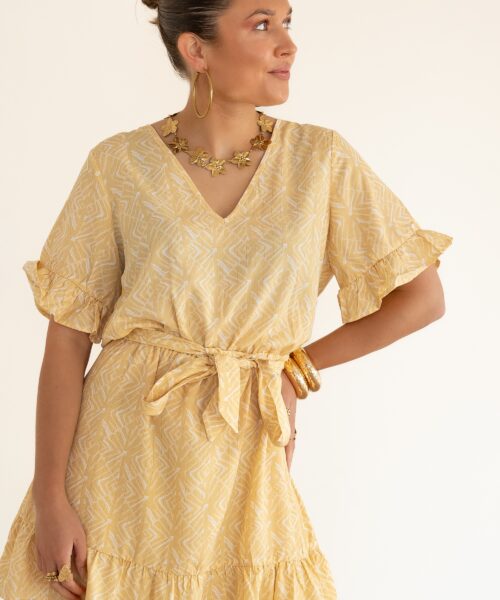 Lofty Manner Dress Kim Pyramid Gold Print