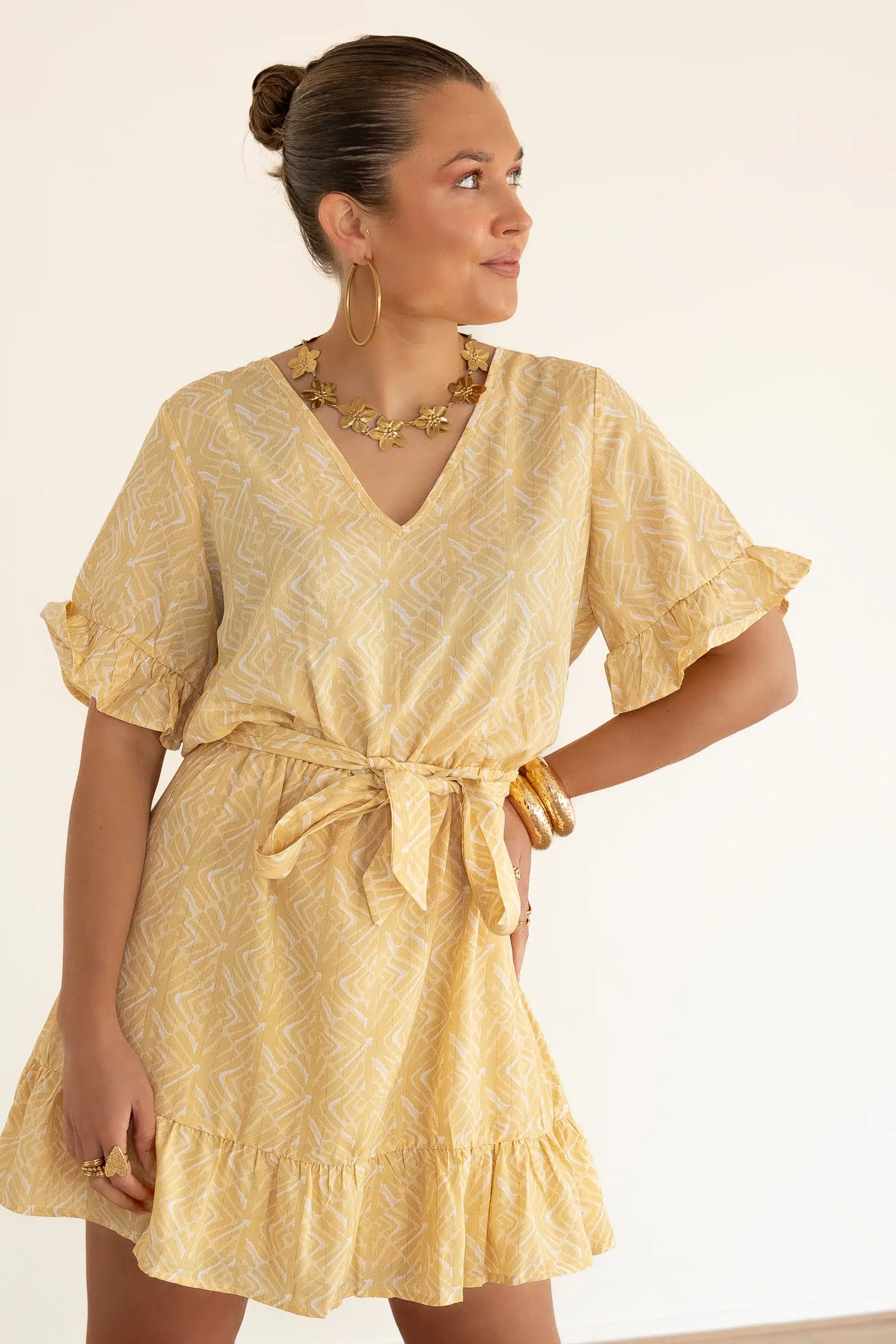 Lofty Manner Dress Kim Pyramid Gold Print