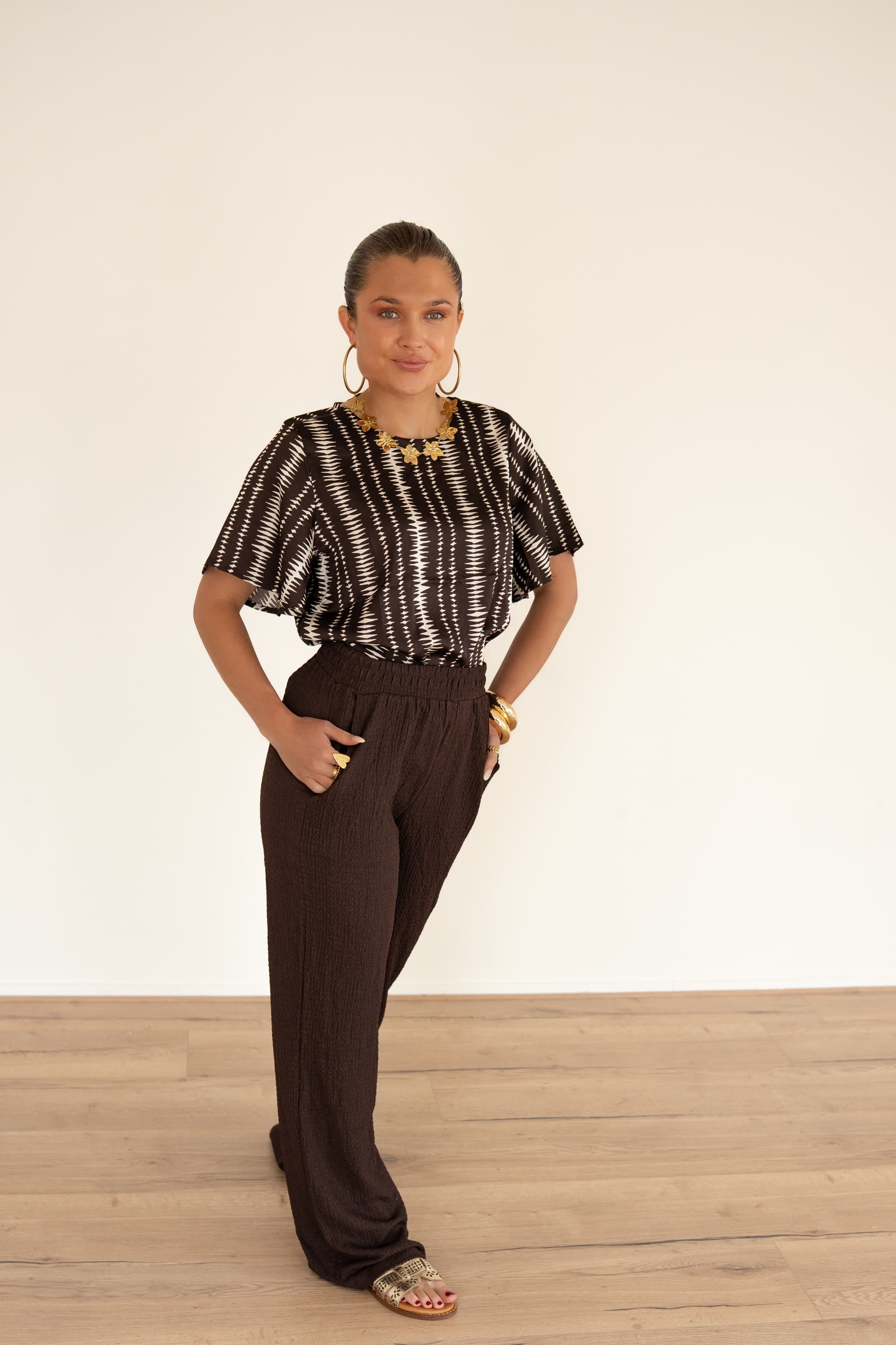 Lofty Manner Blouse Sami Brown Stripe Print - Afbeelding 4