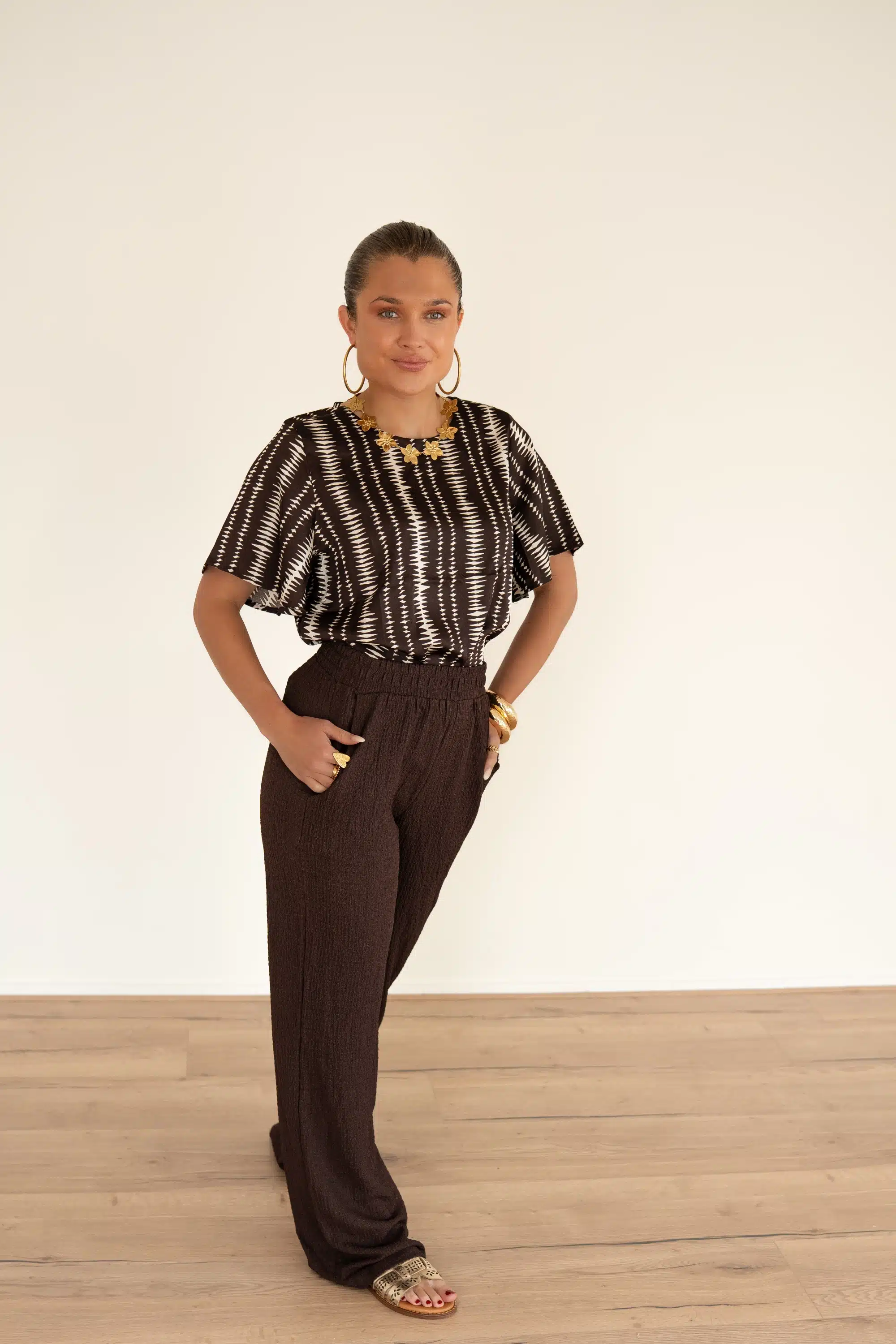 Lofty Manner Blouse Sami Brown Stripe Print - Afbeelding 4