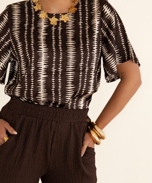Lofty Manner Blouse Sami Brown Stripe Print