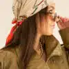 Lovely Scarf Chain Beige Red