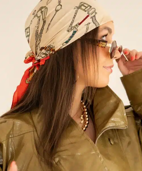 Lovely Scarf Chain Beige Red