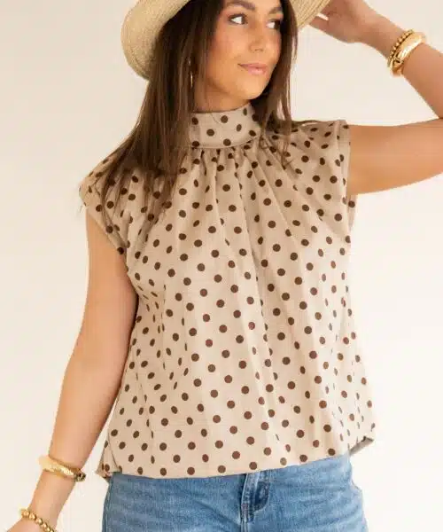 Alternative view of Dora Dots Top Beige Brown
