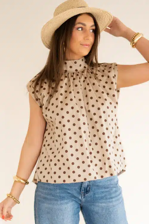 Alternative view of Dora Dots Top Beige Brown