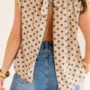 Dora Dots Top Beige Brown