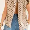 Dora Dots Top Beige Brown