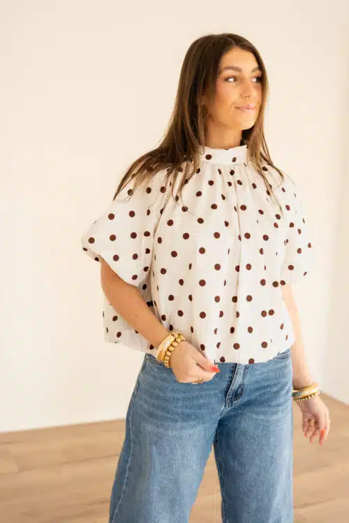 Alternative view of Linde Dots Blouse Offwhite Brown