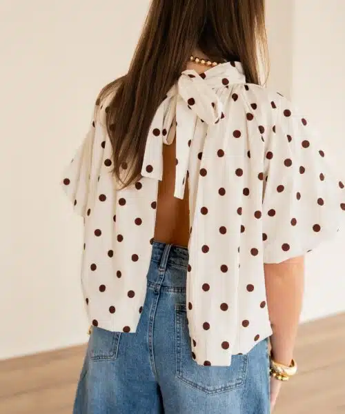 Linde Dots Blouse Offwhite Brown