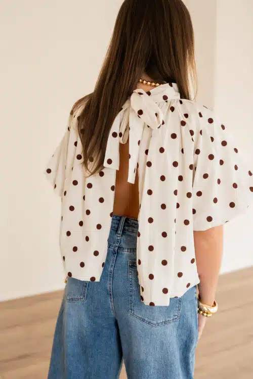Linde Dots Blouse Offwhite Brown