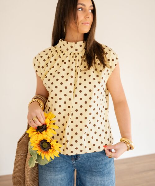 Alternative view of Dora Dots Top Yellow Brown